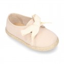 Spring summer canvas Laces up shoes espadrille style with ties closure.