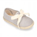 Spring summer canvas Laces up shoes espadrille style with ties closure.