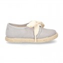 Spring summer canvas Laces up shoes espadrille style with ties closure.