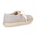 Spring summer canvas Laces up shoes espadrille style with ties closure.