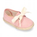 Spring summer canvas Laces up shoes espadrille style with ties closure.