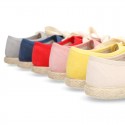 Spring summer canvas Laces up shoes espadrille style with ties closure.