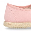 Spring summer canvas Laces up shoes espadrille style with ties closure.