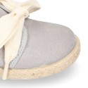 Spring summer canvas Laces up shoes espadrille style with ties closure.