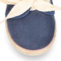 Spring summer canvas Laces up shoes espadrille style with ties closure.