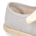 Spring summer canvas Laces up shoes espadrille style with ties closure.