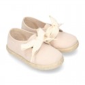 Spring summer canvas Laces up shoes espadrille style with ties closure.