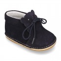 Little BEAR design safari boots in suede leather for babies.