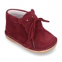 Little BEAR design safari boots in suede leather for babies.