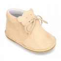 Little BEAR design safari boots in suede leather for babies.