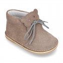 Little BEAR design safari boots in suede leather for babies.