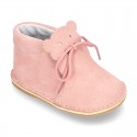 Little BEAR design safari boots in suede leather for babies.