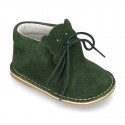 Little BEAR design safari boots in suede leather for babies.