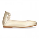 METALLIC leather Ballet flat shoes dancer style with square toe cap.