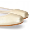 METALLIC leather Ballet flat shoes dancer style with square toe cap.