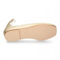 METALLIC leather Ballet flat shoes dancer style with square toe cap.