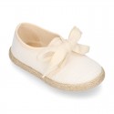 Spring summer STRIPES cotton canvas Laces up shoes espadrille style with ties closure.