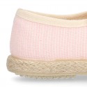 Spring summer STRIPES cotton canvas Laces up shoes espadrille style with ties closure.