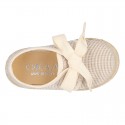 Spring summer STRIPES cotton canvas Laces up shoes espadrille style with ties closure.