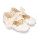 STRIPES cotton canvas little Mary Jane shoes angel style with bow.