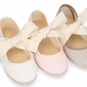 STRIPES cotton canvas little Mary Jane shoes angel style with bow.