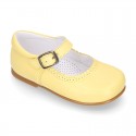 Nappa leather little Girl Mary Jane shoes with buckle fastening in seasonal colors.