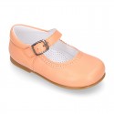 Nappa leather little Girl Mary Jane shoes with buckle fastening in seasonal colors.