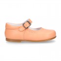 Nappa leather little Girl Mary Jane shoes with buckle fastening in seasonal colors.