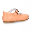 Nappa leather little Girl Mary Jane shoes with buckle fastening in seasonal colors.