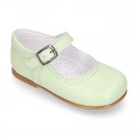 Nappa leather little Girl Mary Jane shoes with buckle fastening in seasonal colors.