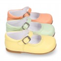 Nappa leather little Girl Mary Jane shoes with buckle fastening in seasonal colors.