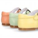 Nappa leather little Girl Mary Jane shoes with buckle fastening in seasonal colors.