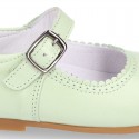 Nappa leather little Girl Mary Jane shoes with buckle fastening in seasonal colors.