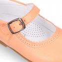 Nappa leather little Girl Mary Jane shoes with buckle fastening in seasonal colors.