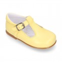 Nappa leather T-Strap shoes with buckle fastening in FASHION colors.