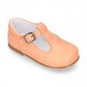 Nappa leather T-Strap shoes with buckle fastening in FASHION colors.