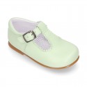 Nappa leather T-Strap shoes with buckle fastening in FASHION colors.