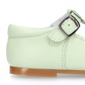 Nappa leather T-Strap shoes with buckle fastening in FASHION colors.