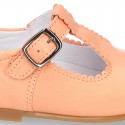 Nappa leather T-Strap shoes with buckle fastening in FASHION colors.