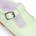 Nappa leather T-Strap shoes with buckle fastening in FASHION colors.