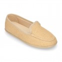 CEREMONY linen canvas Moccasin shoes.