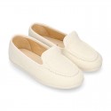 CEREMONY linen canvas Moccasin shoes.