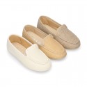 CEREMONY linen canvas Moccasin shoes.