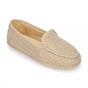 CEREMONY linen canvas Moccasin shoes.