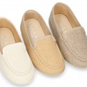 CEREMONY linen canvas Moccasin shoes.