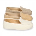 CEREMONY linen canvas Moccasin shoes.