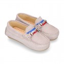 NEW suede leather Moccasin shoes with stirrup detail for little boys.