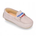 NEW suede leather Moccasin shoes with stirrup detail for little boys.