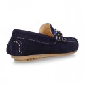 NEW suede leather Moccasin shoes with stirrup detail for little boys.