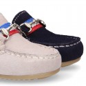 NEW suede leather Moccasin shoes with stirrup detail for little boys.